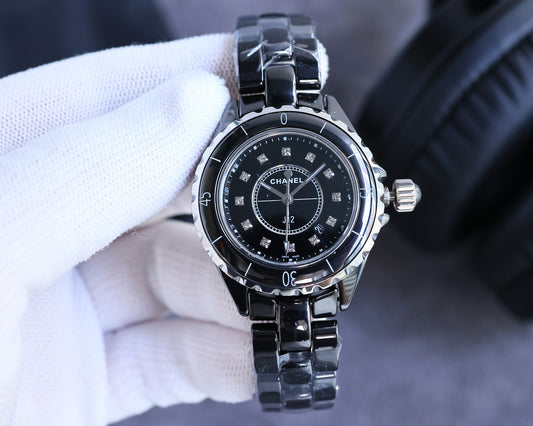 ** Chanel J12 Classic Swiss Movement Watch - 33mm, Diamond Markers, Waterproof

**